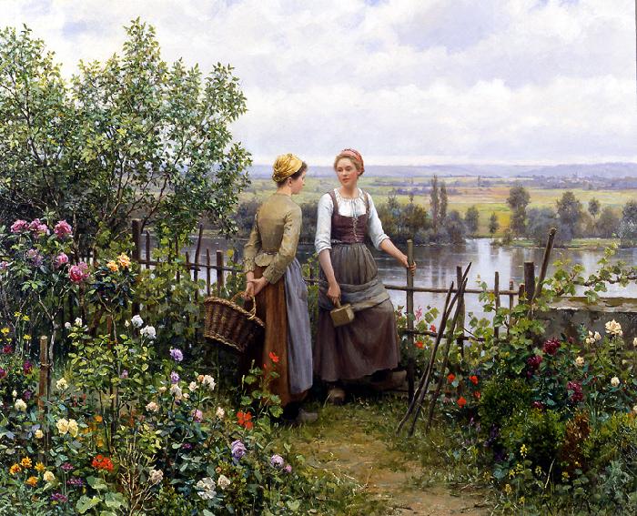 Daniel Ridgeway Knight Maria and Madeleine on the Terrace Sweden oil painting art
